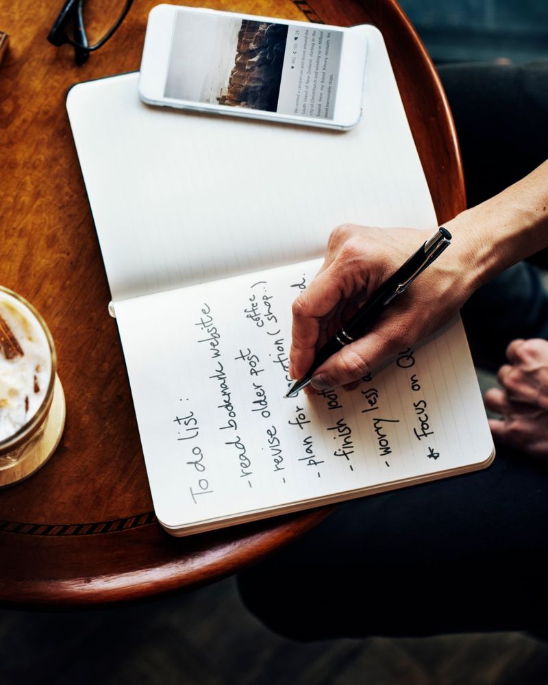 A writer drafting in a notebook